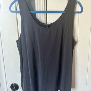 Eileen Fisher Gray 100% Silk Jersey Scoop Neck Tank XL EUC